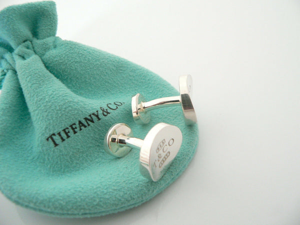 Tiffany & Co Silver 1837 Concave Circle Round Cuff Links Cufflinks Gift Pouch