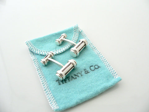 Tiffany & Col Silver Atlas Column Cufflinks Cuff Link Pouch Gift Rare Pouch Man