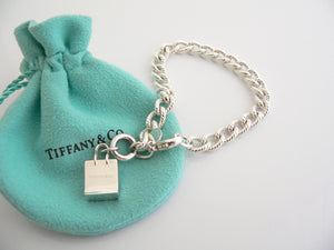 Tiffany & Co Silver Shopping Bag Bracelet Cable Link 7.5 Inch Jewelry Gift 925