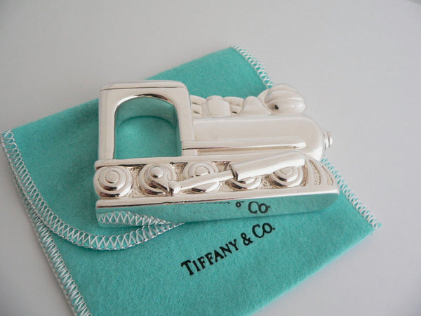 Tiffany & Co Train Rattle Silver Engine Toy Heirloom Baby Shower Gift Pouch Love