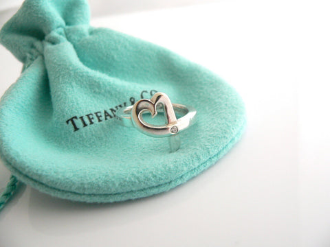 Tiffany & Co Silver Picasso Diamond Loving Heart Ring Band Sz 5 Gift Pouch Love