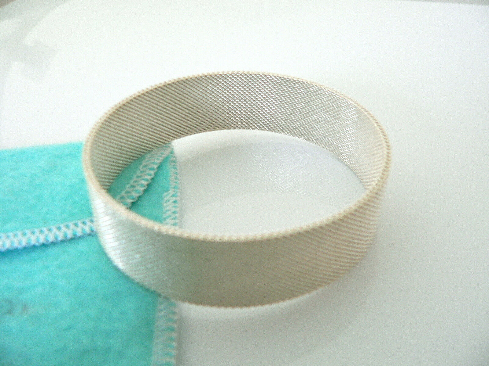 Tiffany & Co Silver Wide Somerset Mesh Weave Bracelet Bangle Gift Love Pouch