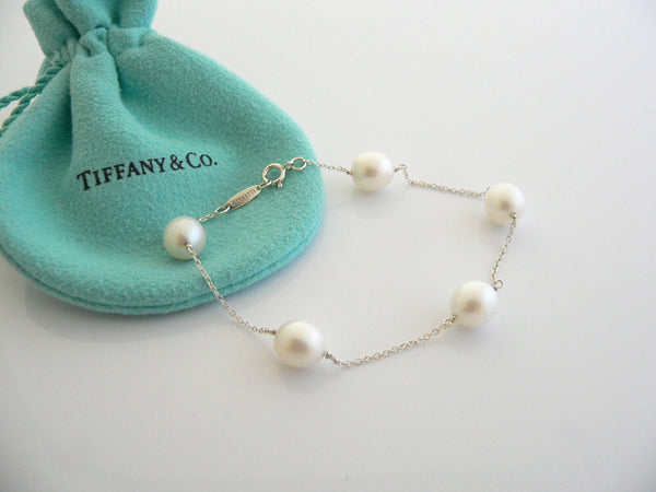 Tiffany & Co Silver Peretti Pearls by the Yard Bracelet Bangle 9 MM Gift Pouch