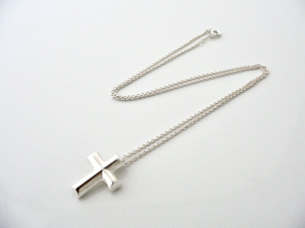 Tiffany & Co Large Tenderness Cross Necklace Pendant Charm Gift Silver 18 Inch