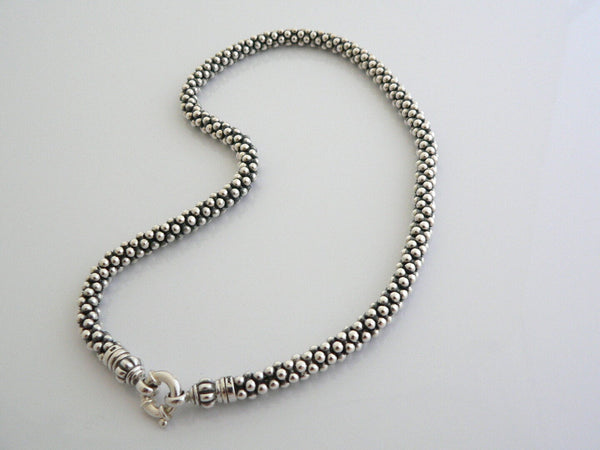 Lagos Caviar Silver Multi Bead Link Necklace Pendant Hook Chain Heavy Gift Love