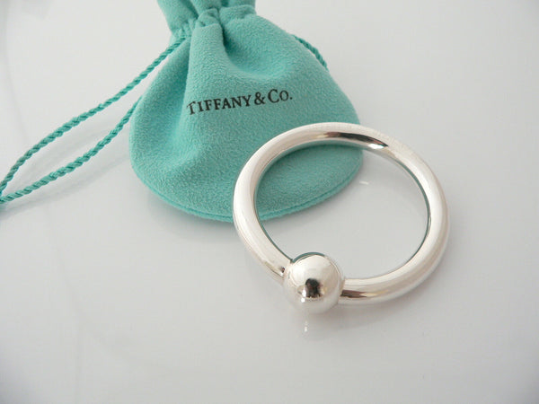 Tiffany & Co Sterling Silver Circle Baby Rattle Teether Rare Gift Pouch Love