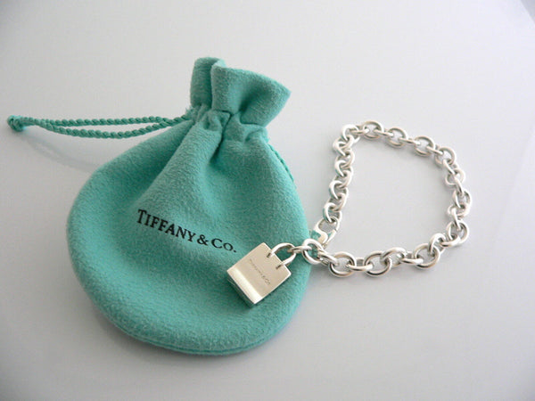 Tiffany & Co Silver Shopping Bag Bracelet Bangle Charm 7.5 Inch Pouch Jewelry