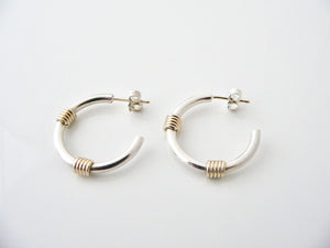 Tiffany & Co Silver 18K Gold Triple Coil Hoop Hoops Earrings 18K Post Gift Love