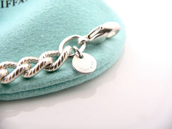 Tiffany & Co Textured Necklace Link Chain 18 Inches Gift Pouch Silver Cable Love