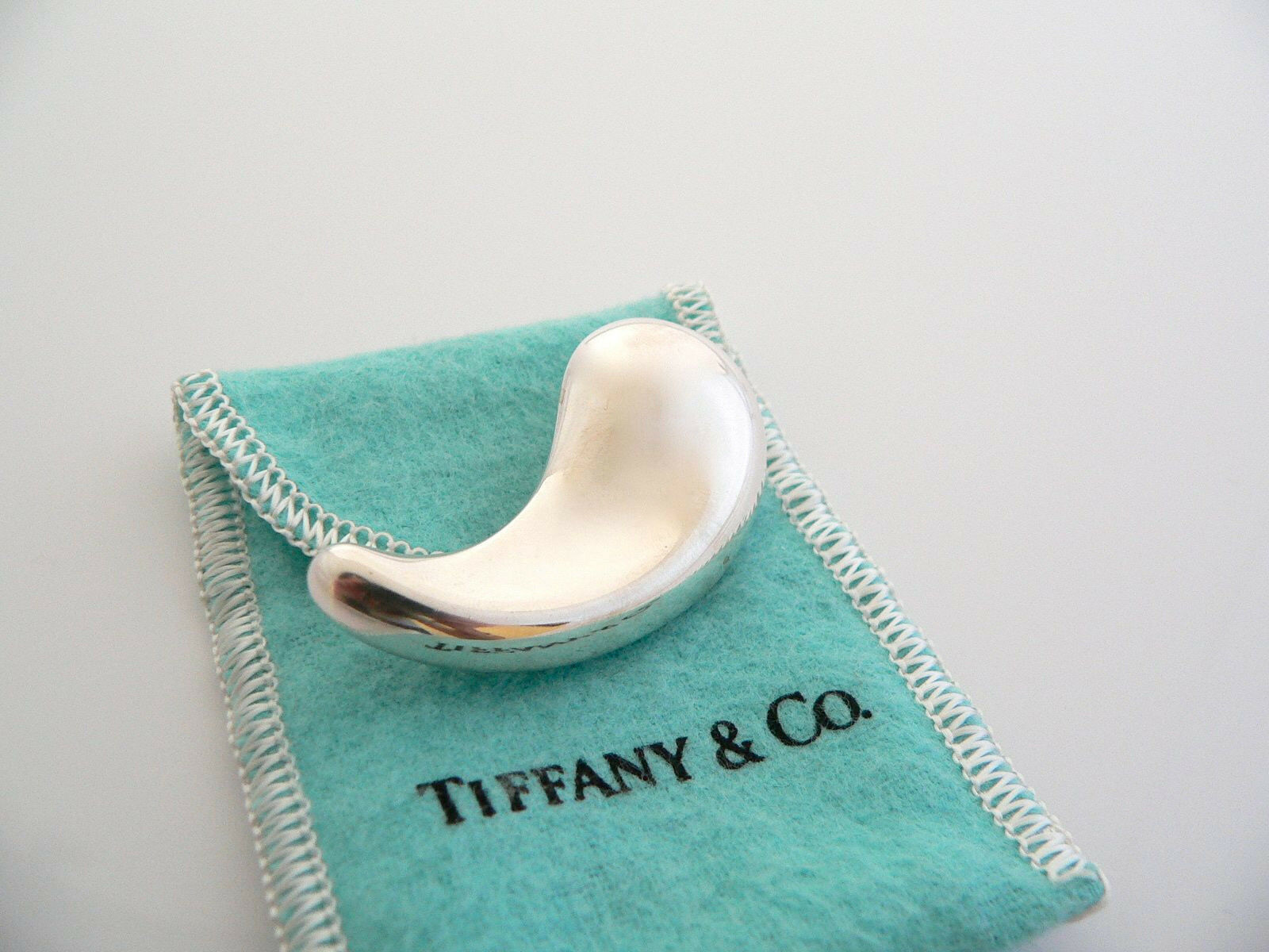 Tiffany & Co Peretti Silver Large Teardrop Tear Drop Pin Brooch Rare Gift Pouch
