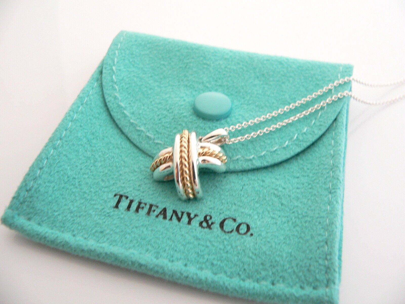 Tiffany & Co 18" Snuggle Bunny Rabbit Pendant Necklace Silver w/  Box Pouch