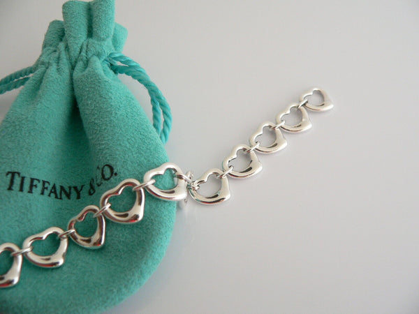 Tiffany & Co Silver Open Heart Link Bracelet Bangle Gift Love Pouch