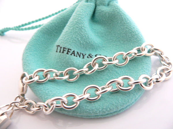 Tiffany & Co Silver Shopping Bag Bracelet Bangle Charm 7.5 Inch Pouch Jewelry