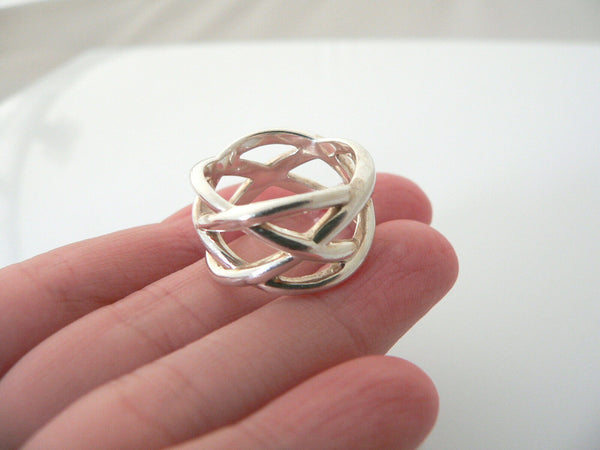 Tiffany & Co Silver Braided Knot Ring Wide Band Sz 6.25 Gift Love Statement