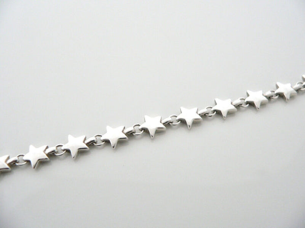 Tiffany & Co Silver Stars Link Bracelet Bangle 7.5 In Chain Longer Length Gift
