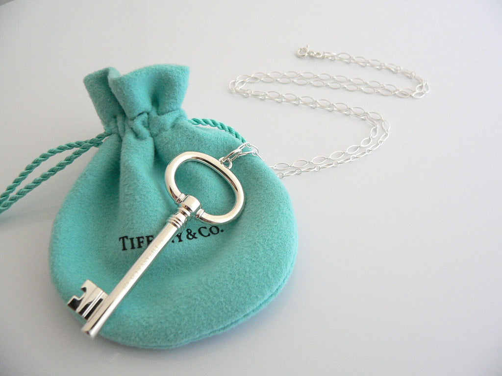 Tiffany Co Silver Crown Key Necklace Pendant 24 OR 30 Inch 