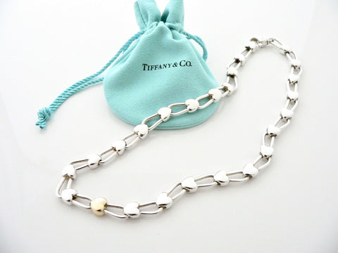 Tiffany & Co Silver Gold Heart Link Padlock Necklace Chain Pendant Charm Gift