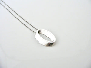 Tiffany & Co Silver Geometric Oval Necklace Pendant Charm Chain Gift Love Art