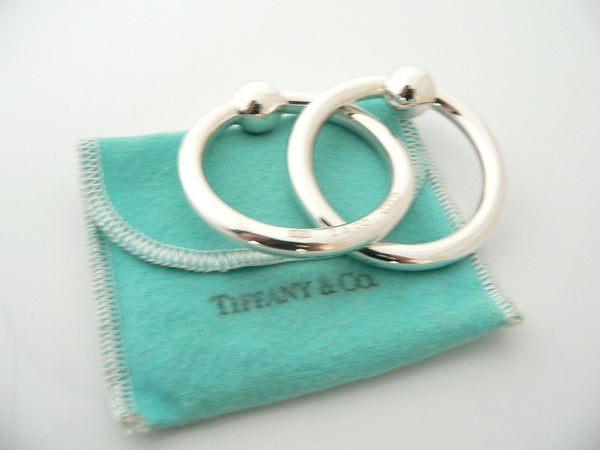 Tiffany & Co Silver 1837 Double Circle Baby Rattle Teether Rattle Gift Pouch