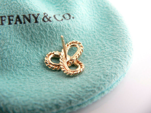 Tiffany & Co 18K Gold Infinity Flower Bead Earrings Studs Gift Pouch Love
