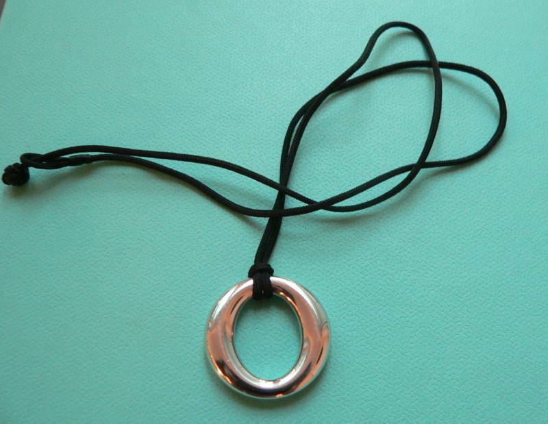 Tiffany & Co Peretti Sevillana Necklace Pendant Charm Silk Cord Silver Gift