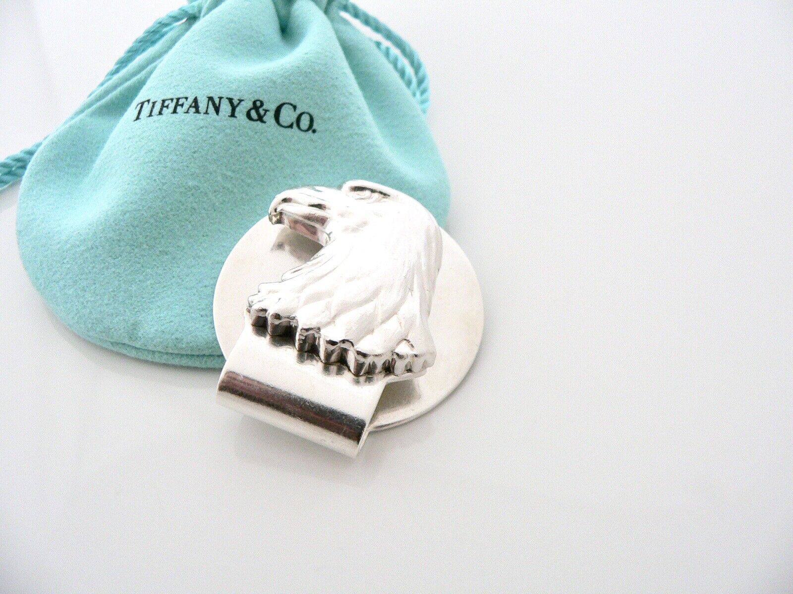 Tiffany & Co Eagle Money Clip Holder Man Gift Love Pouch Silver USA Bird Nature