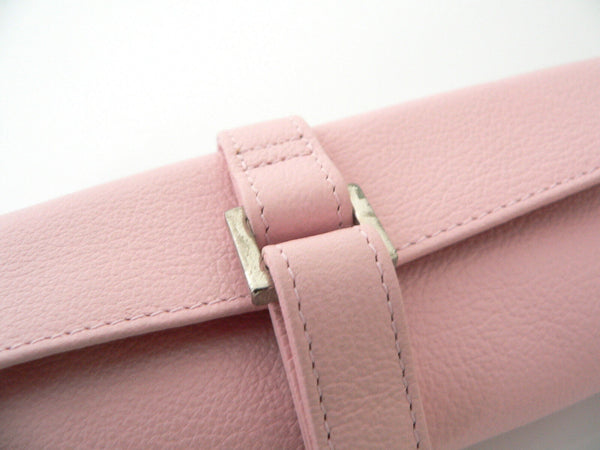 Tiffany & Co Travel Case Jewelry Roll Pink Leather Purse Handbag Bag Gift Pouch