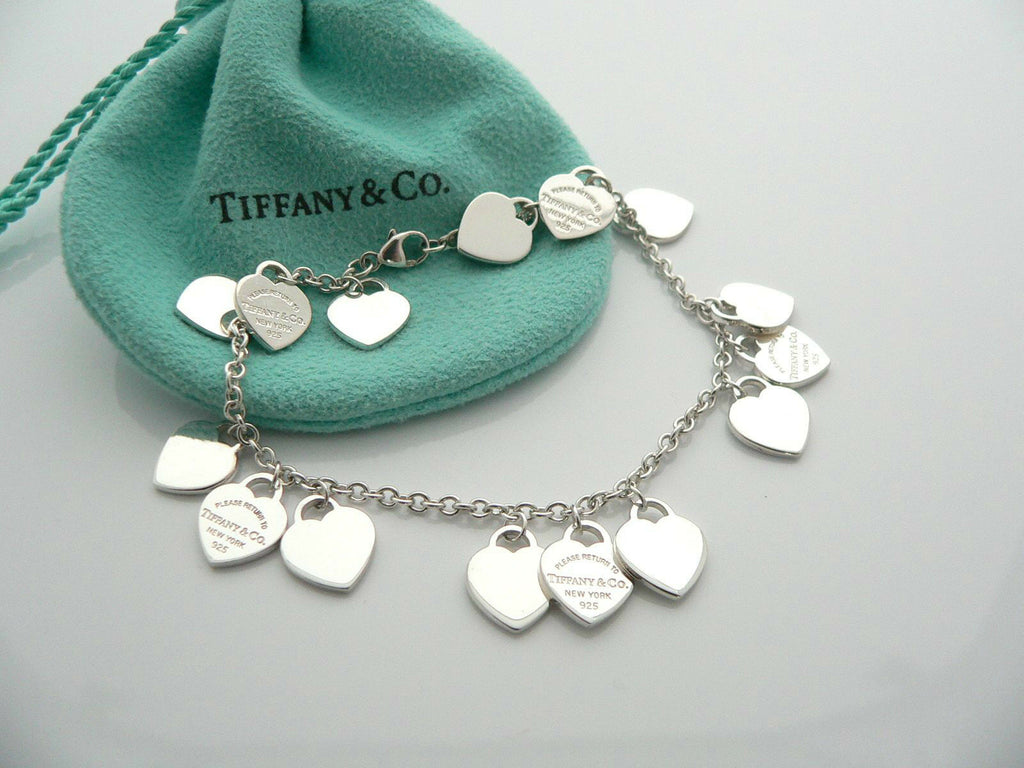 Tiffany Co Multi Heart Tag Bracelet Bangle Link Silver Return To