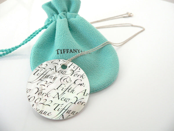 Tiffany & Co Silver Mother Pearl Necklace Notes Charm 20 In Chain Gift Pouch Art