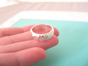 Tiffany & Co Silver Nature Rose Flower Ring Band Sz 5.5 Gift Love Promise Garden