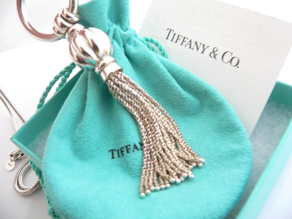 Tiffany & Co Silver Tassel Dangle Dangling Necklace Pendant 23.9 In Chain Gift