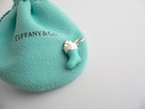 Tiffany & Co Silver Blue Enamel Stocking Sock Charm 4 Necklace Bracelet Gift