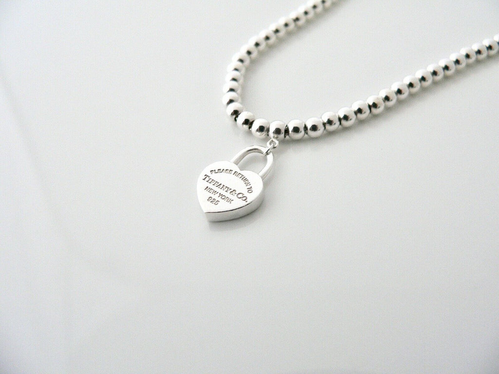 Tiffany & Co Return to Tiffany Heart Padlock Necklace Pendant Chain Gift  Love