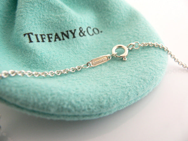 Tiffany & Co Silver Diamond Heart Dangle Drop Necklace Pendant Charm Gift Pouch