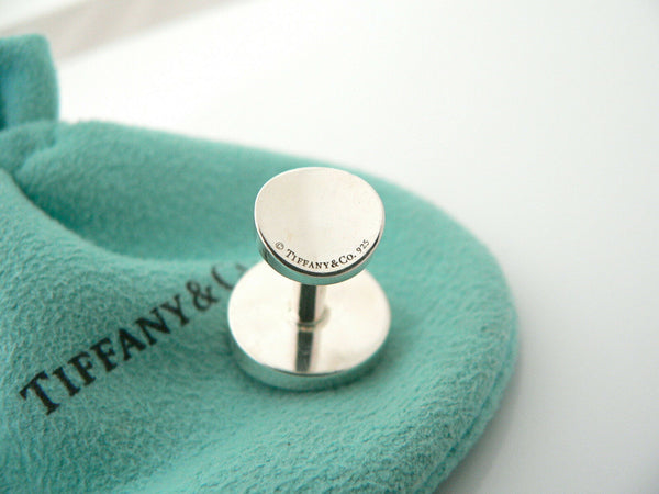 Tiffany & Co Silver 1837 Concave Circle Round Cuff Links Cufflinks Gift Pouch