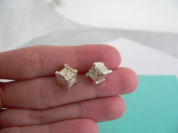 Tiffany & Co Atlas Cube Earrings Studs Sterling Silver T and Co Gift Love Cool