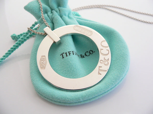 Tiffany & Co Silver Large 1837 Circle Round Necklace Pendant Charm Gift Love