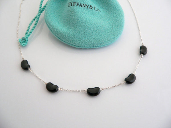 Tiffany & Co Peretti Jade Bean Necklace Black Pendant Charm Chain Love Gift Cool