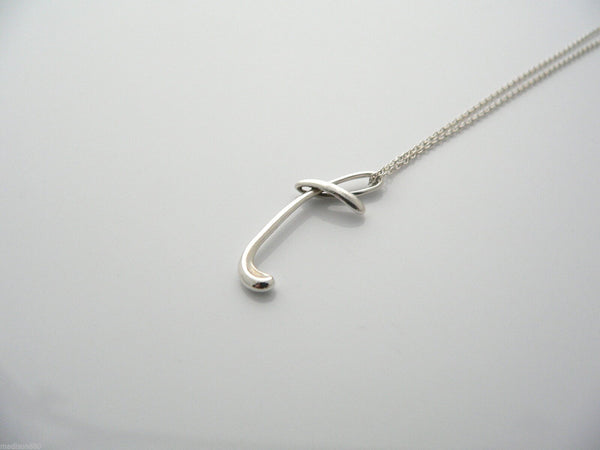 Tiffany & Co Silver Peretti Alphabet T Necklace Pendant Charm Chain Gift