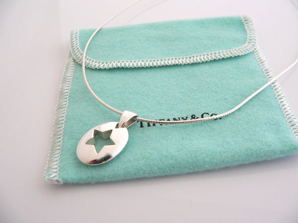 Tiffany & Co Silver Stencil Star Necklace Pendant Charm Chain Gift Pouch Love