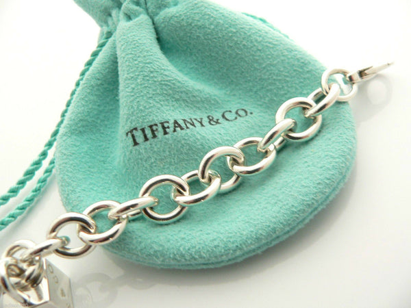 Tiffany & Co Silver 1837 Cube Box Charm Pendant Bracelet Bangle Gift Pouch