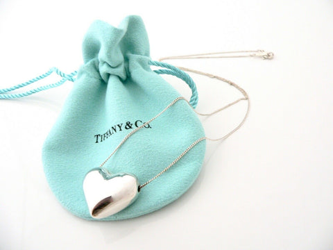 Tiffany & Co Puff Heart Necklace Pendant Charm Chain Silver Gift Puffed T and Co