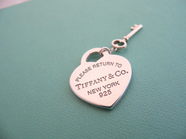 Tiffany & Co Return to Tiffany Silver Heart Key Charm Pendant Classic Love Gift
