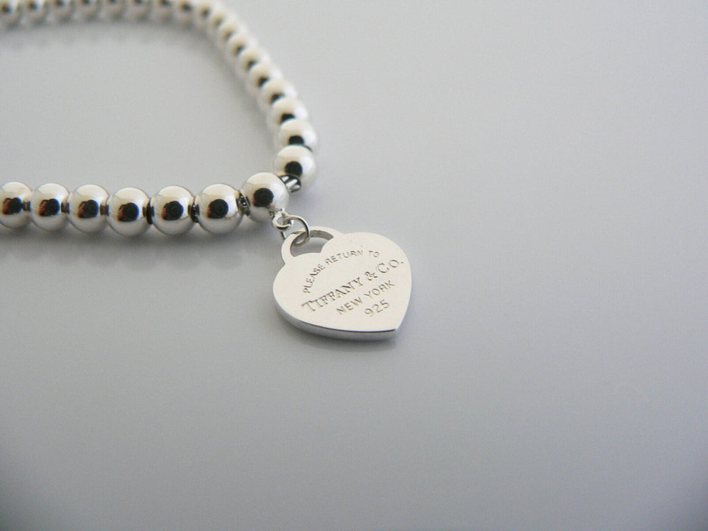 Tiffany & Co Return to Tiffany Silver Heart 8 mm Ball Bead Round Bracelet Gift