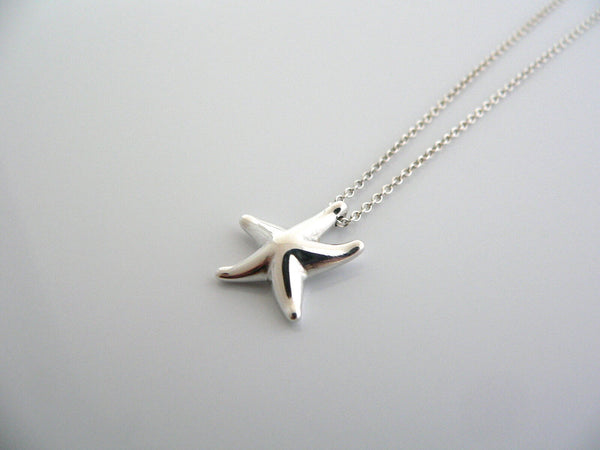 Tiffany & Co Peretti Silver Starfish Star Fish Necklace Pendant Charm Chain Gift