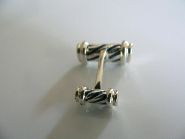 Tiffany & Co Silver Blue Enamel Column Cuff Link Cufflink Cufflinks Gift Love