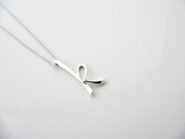 Tiffany & Co Silver Peretti Alphabet K Necklace Pendant Charm Chain Gift Love