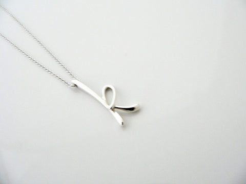 Tiffany & Co Silver Peretti Alphabet K Necklace Pendant Charm Chain Gift Love