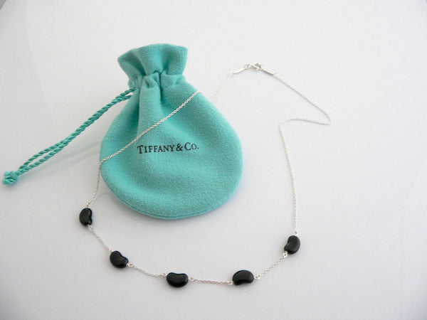 Tiffany & Co Peretti Jade Bean Necklace Black Pendant Charm Chain Love Gift Cool