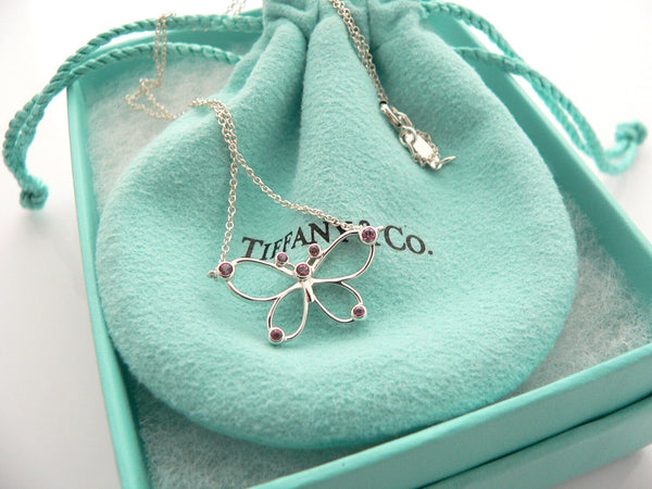 Tiffany & Co Butterfly Necklace Pink Sapphire Pendant Charm Nature Lover Gift